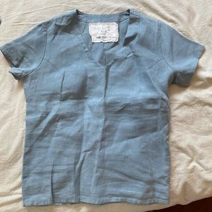 Not perfect linen Zurich top in Aqua Blue nursing friendly